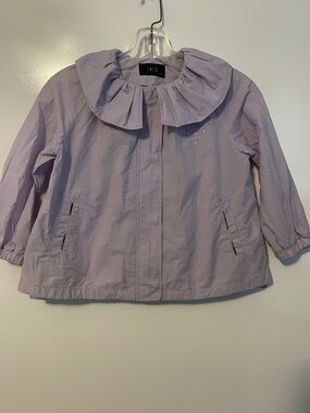 DAKS London Girls Size 7 Lavender Lightweight Jacket Ruffle Collar Snap Front